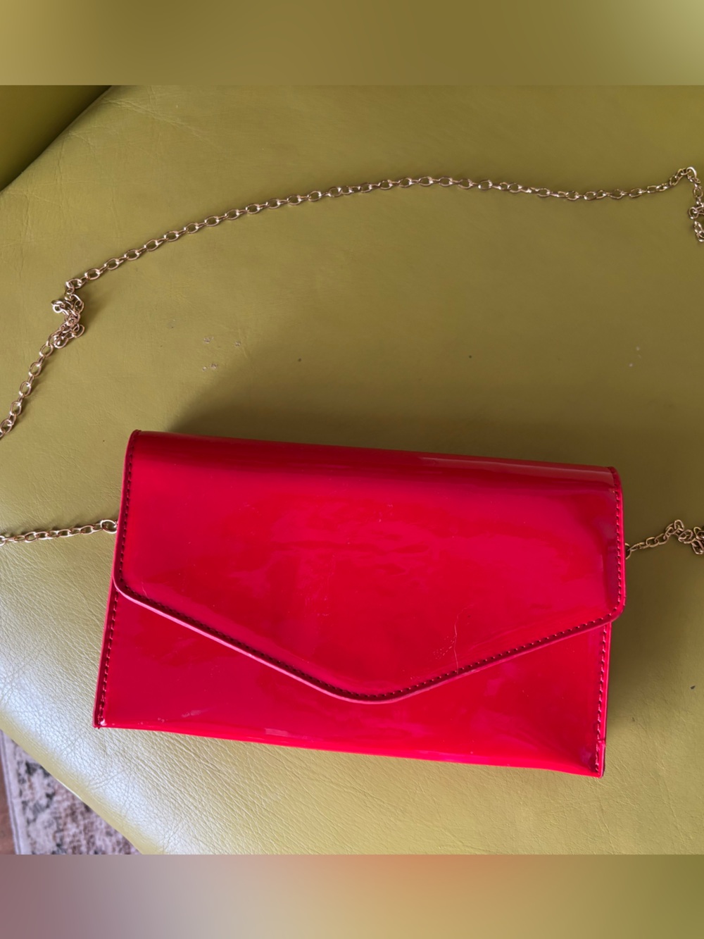 Steve Madden Bworldly Red Patent Envelope Clutch Crossbody Bag